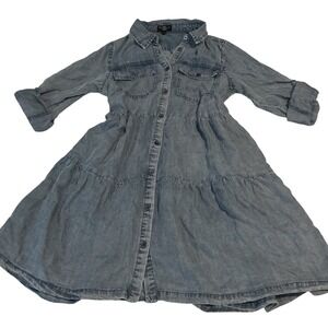Velvet Heart Shirt Dress Women S Blue Excellent Tiered Tencel Denim
